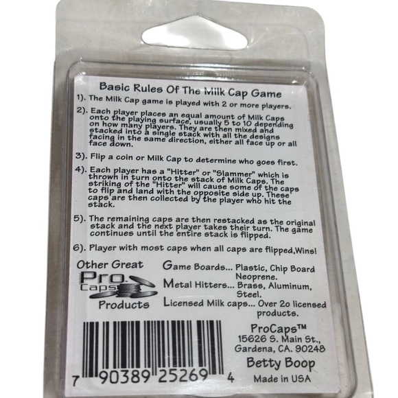 Betty Boop 1994 Milk Cap Game Slammer Factory Sealed - Picture 3 of 3